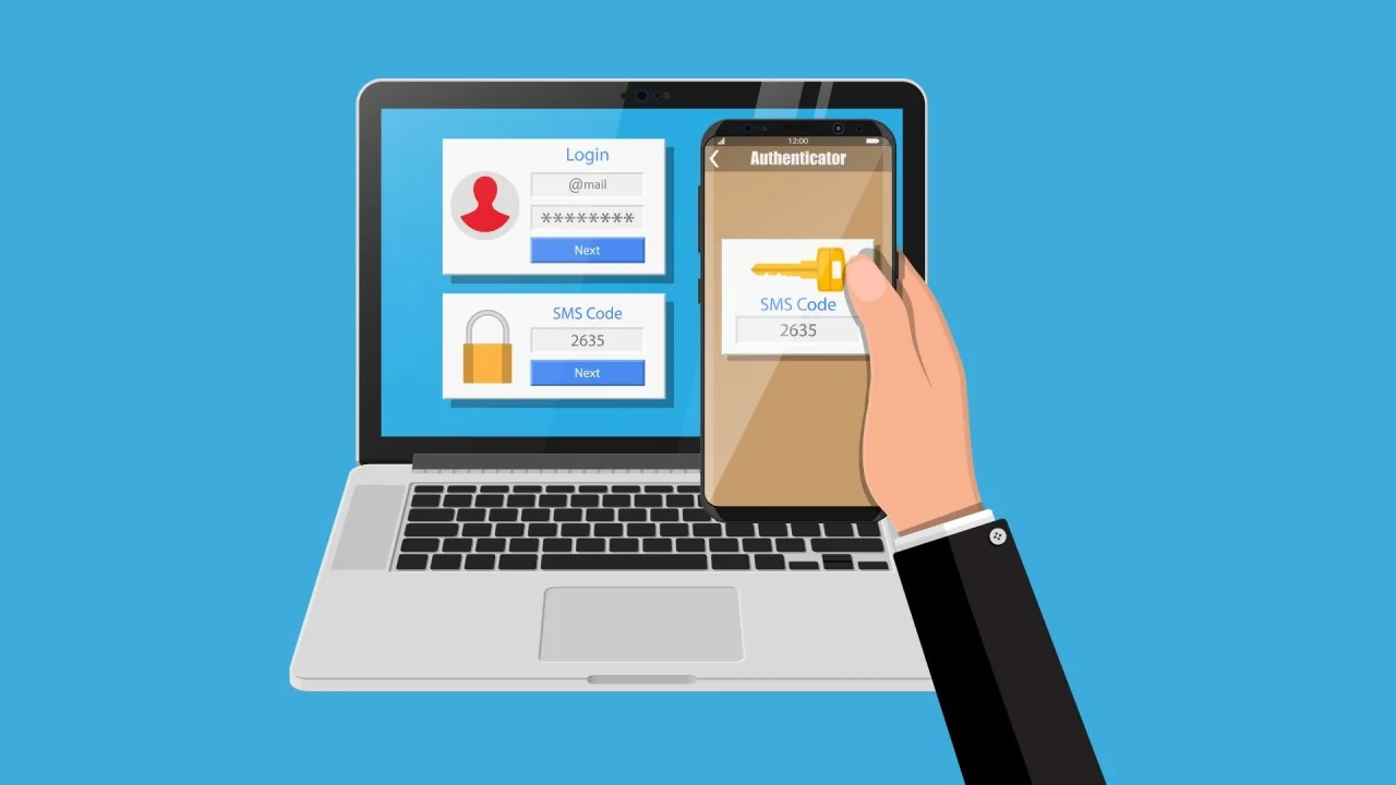 Illustration de contrôle d’accès avec ordinateur, téléphone et code de sécurité